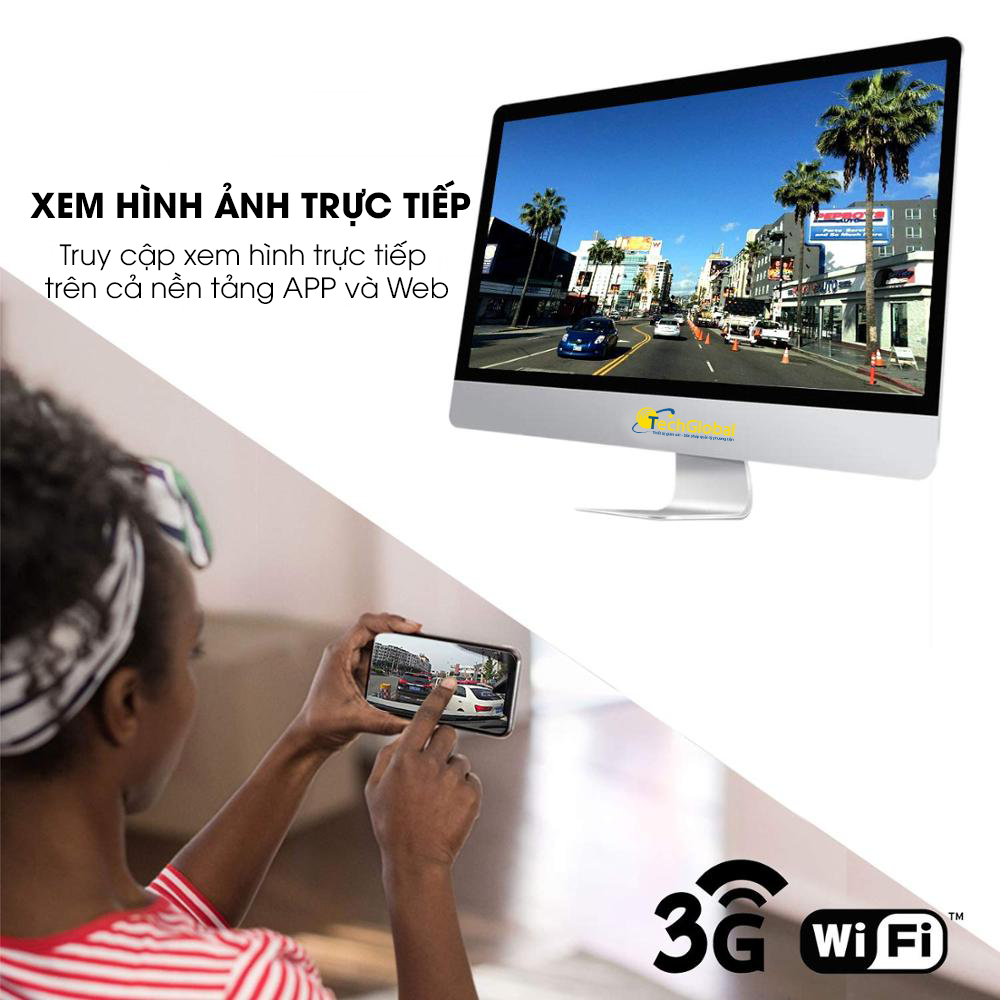 Camera hành trình Vietmap VM200 hỗ trợ xem video và định vị trực tuyến trên máy tính và cả điện thoại từ xa