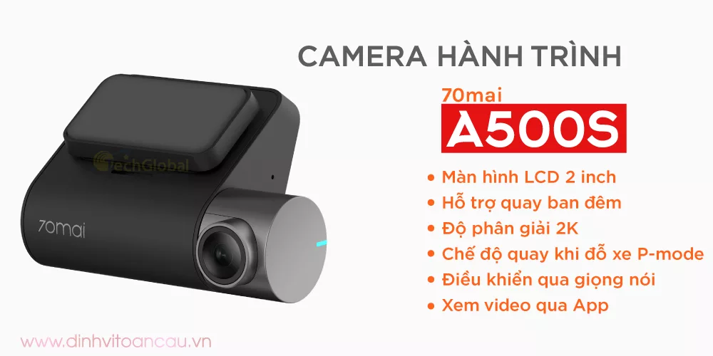Camera hành trình 70mai A500S ghi hình cho ô tô