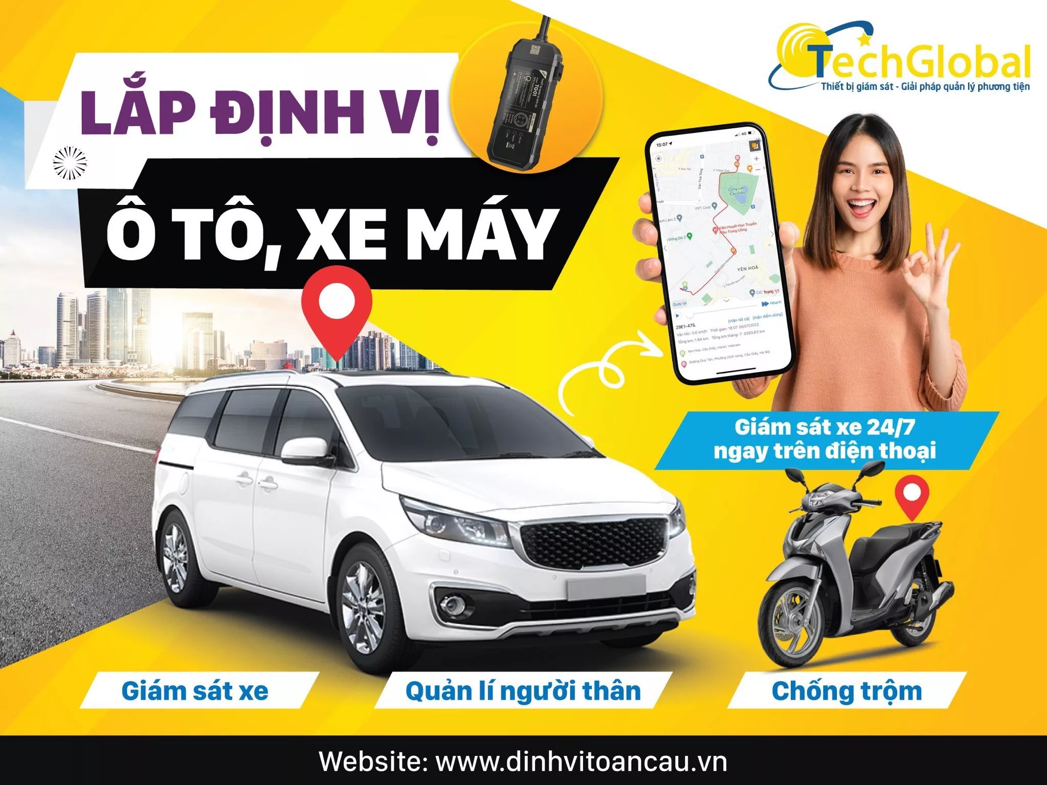 Lắp định vị không dây chạy pin