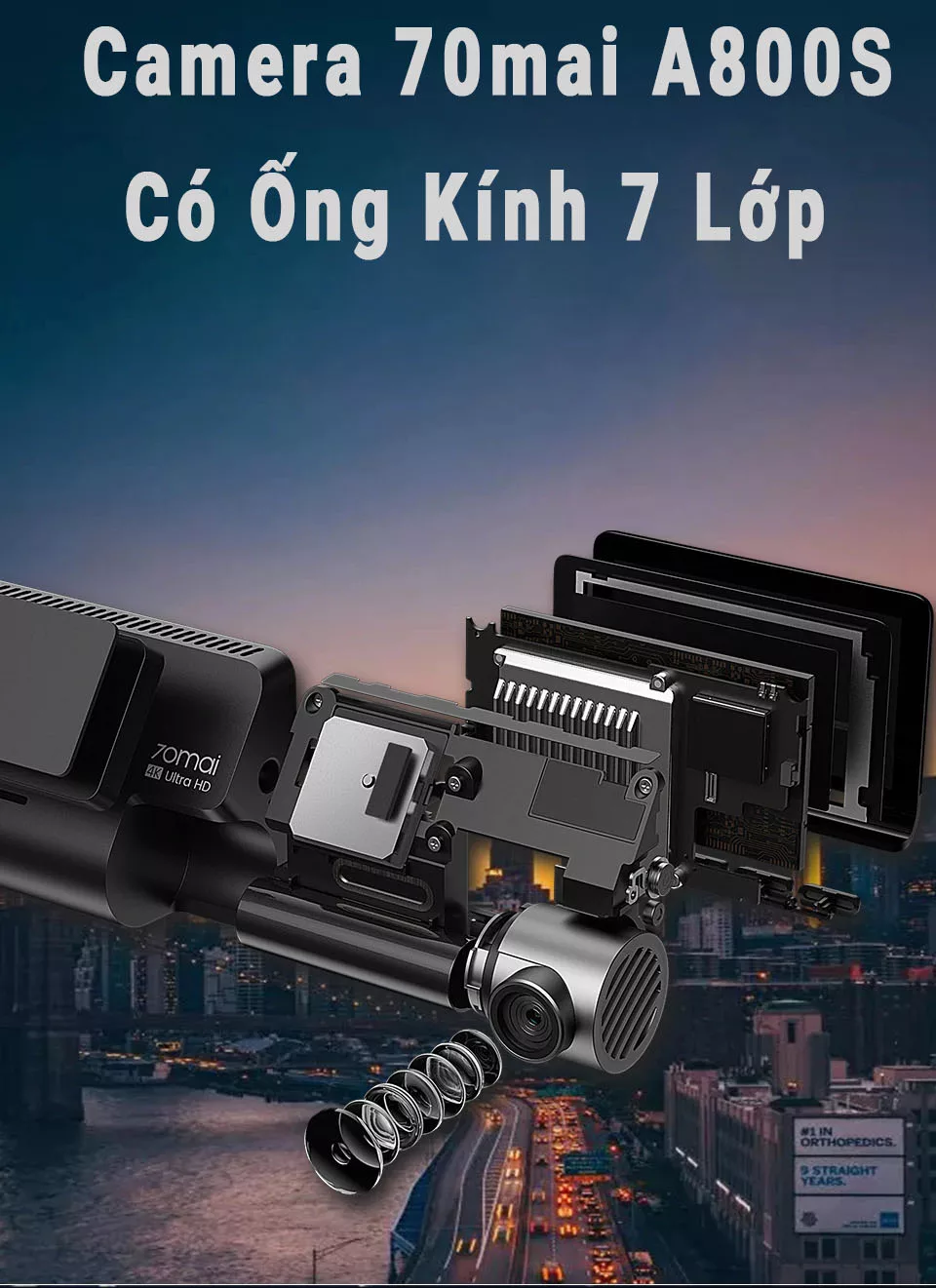 camera 70mai a800s trang bị ống kính 7 lớp