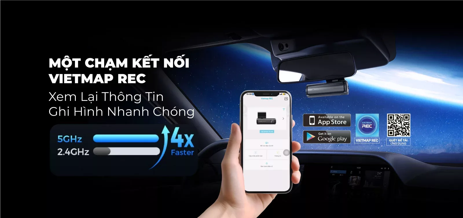 Camera hành trình Vietmap TS-5K kết nối wifi để theo dõi từ xa