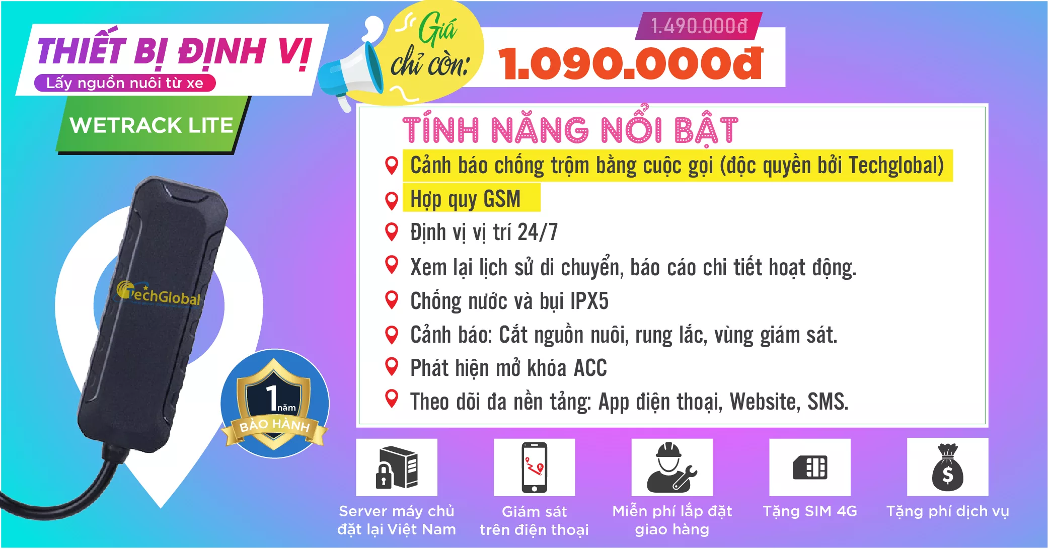 Giá và tính năng định vị Wetrack lite