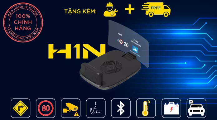 HUD Vietmap H1N Hiển Thị Dẫn Đường  – Cảnh Báo Giao Thông