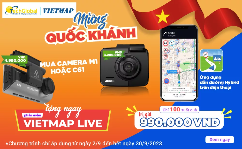 Khuyến Mại Tặng Ngay Phần Mềm Vietmap Live 990k Khi Mua Camera Hành Trình C61 và M1 