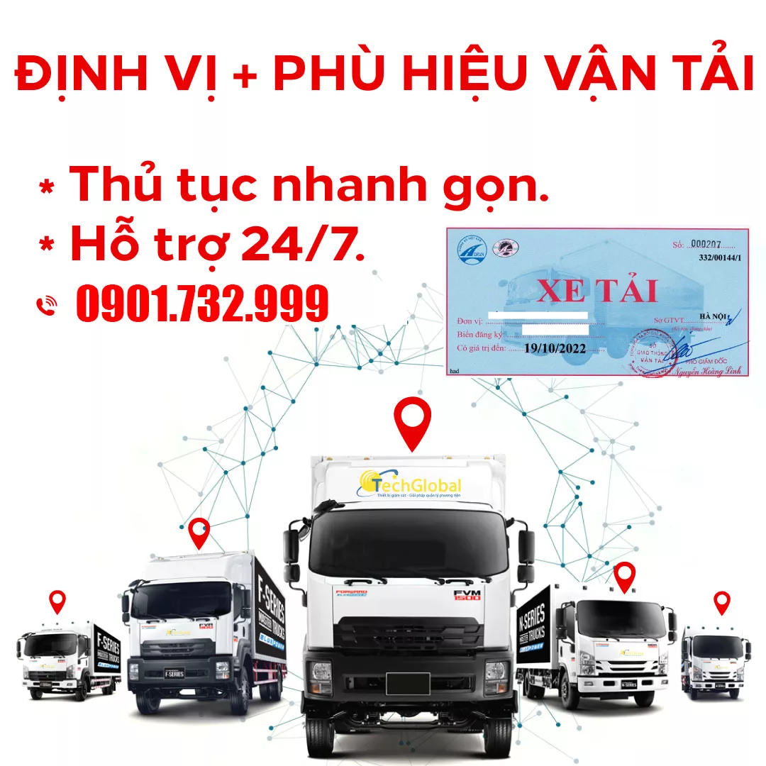 TechGlobal lắp thiết bị giám sát hành trình và nhận làm phù hiệu vận tải cho xe ô tô