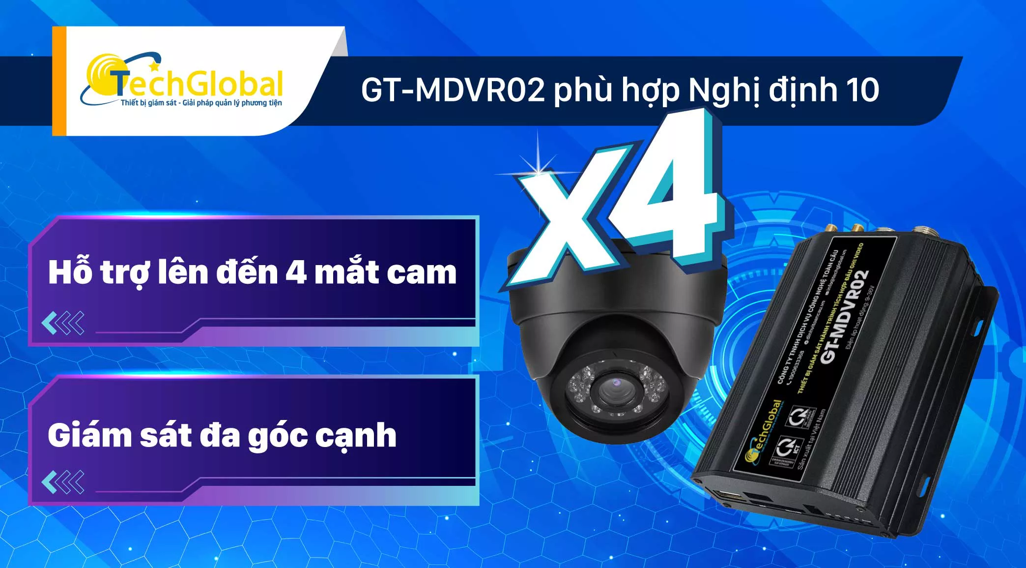 MDVR02 hỗ trợ lên đến 4 mắt camera Full HD 1080.