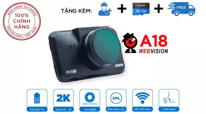 Camera hành trình Webvision A18 – Kết Hợp Đẳng Cấp Của 2 Phương Pháp Cảnh Báo Giao Thông