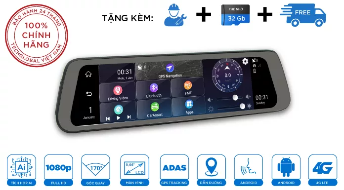 Camera Hành Trình Gương Cao Cấp Webvision M39X AI - Hộ Trợ Lái Xe An Toàn