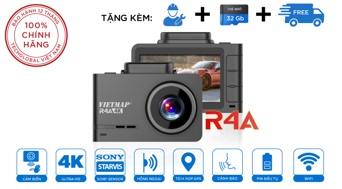 Camera Hành Trình Cảnh Báo Giao Thông Vietmap R4A Quét Biển AI 