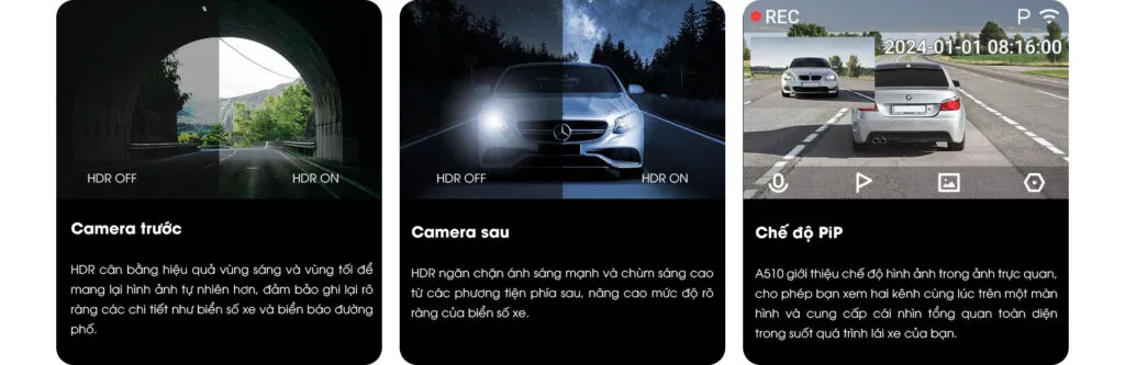 70mai A510 ghi hình 2 kênh