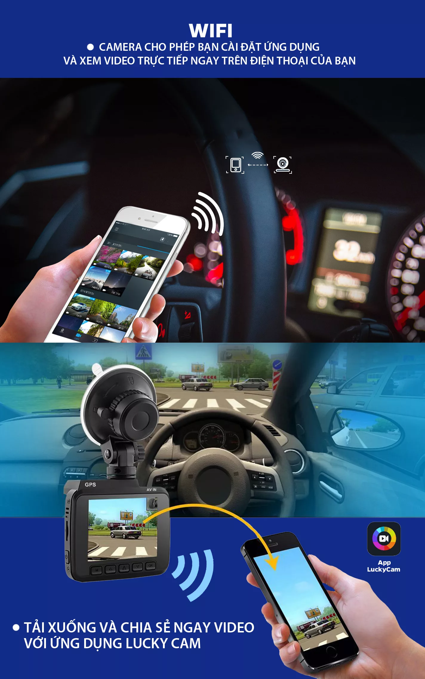 camera hành trình vietmap c61 có wifi xem video ngay trên điện thoại