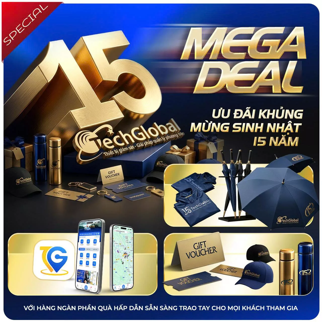 [DUY NHẤT THÁNG 4] MEGA DEAL: ĐẠI TIỆC SINH NHẬT 15 NĂM TECHGLOBAL