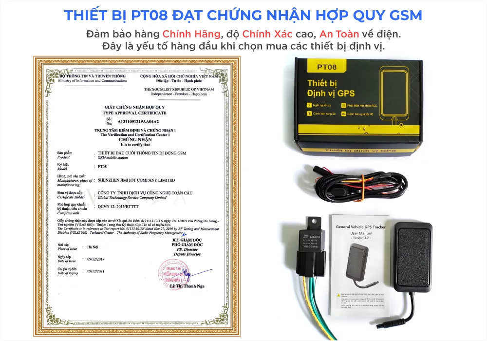 Giấy chứng nhận hợp quy của thiết bị định vị xe máy PT08