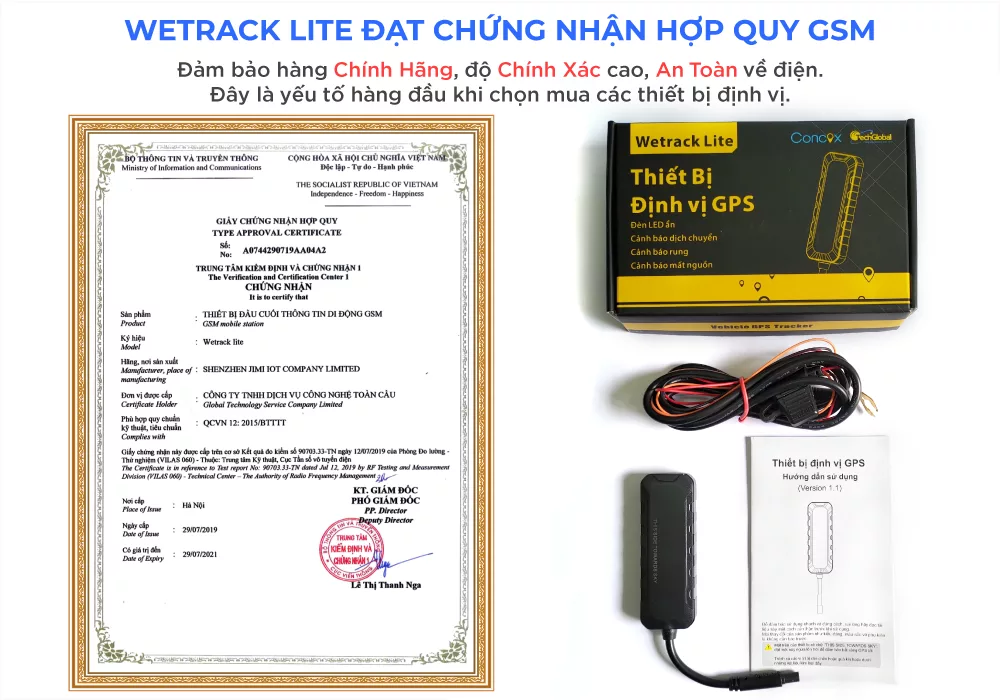 Thiết bị Wetrack lite đạt chứng nhận hợp quy GSM đảm bảo hàng chất lượng