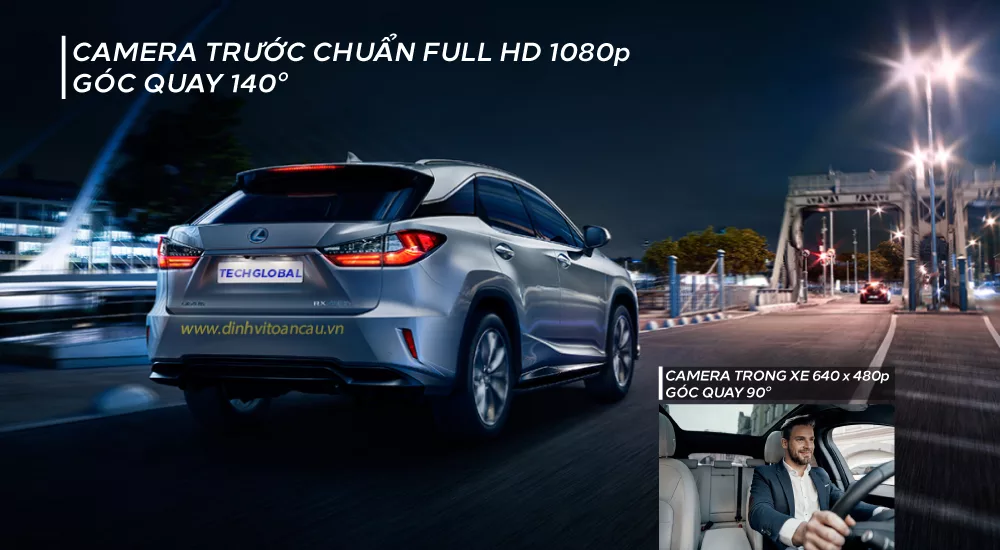 Camera hành trình JC200 của TechGlobal hỗ trợ ghi hình trước và trong xe cùng lúc