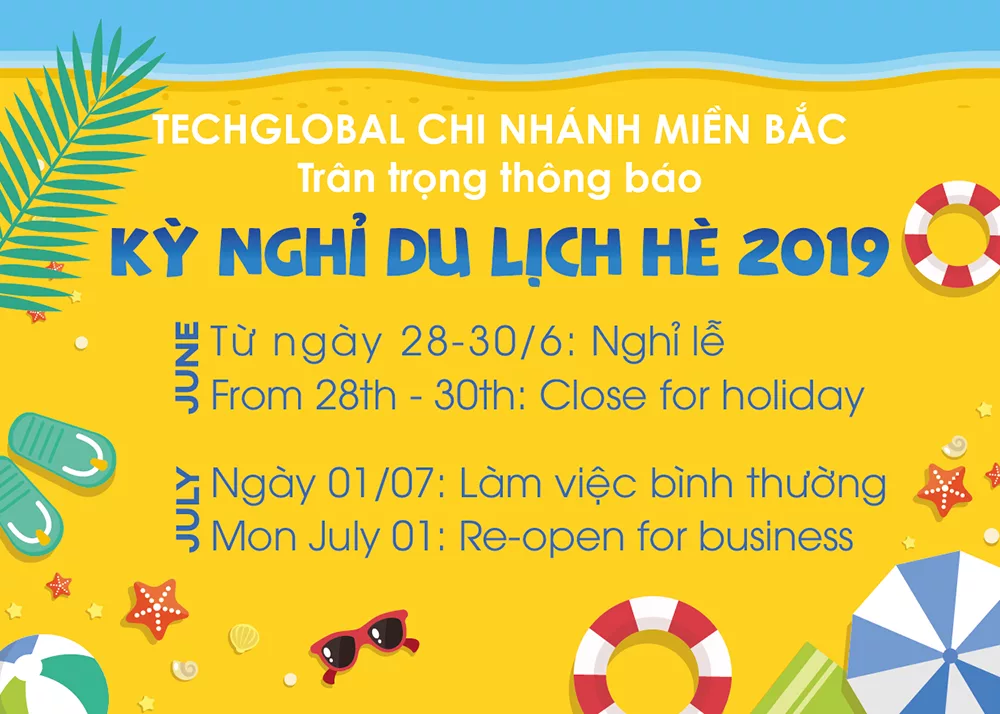 Thông báo lịch nghỉ du lịch văn phòng miền Bắc của TechGlobal 2019