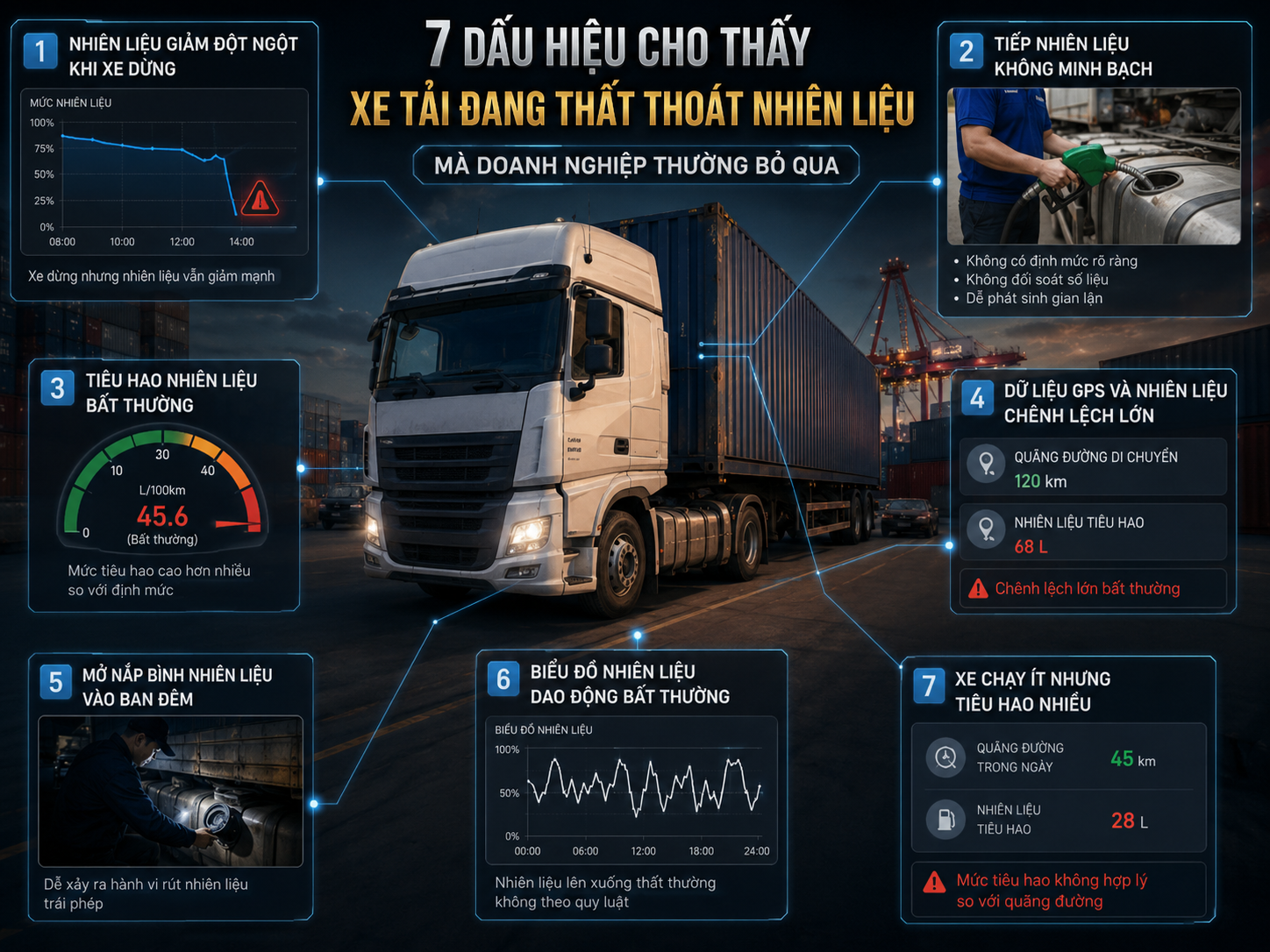 7 dấu hiệu cho thấy xe tải đang thất thoát nhiên liệu mà doanh nghiệp thường bỏ qua