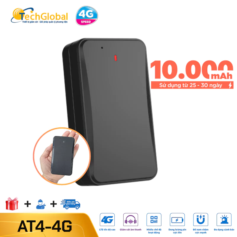 Thiết Bị Định Vị Chạy Pin AT4-4G (LL301) - Pin Khủng 10.000mAh