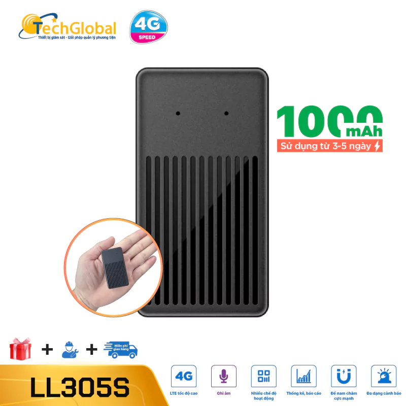 Định Vị Chạy Pin Siêu Nhỏ LL305S - 1000mAh Chạy 3-5 Ngày