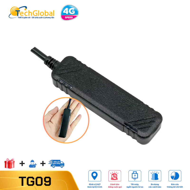 Thiết bị định vị Xe Máy và Ô Tô TG09 Chip 4G - Nhỏ gọn - Giá tốt