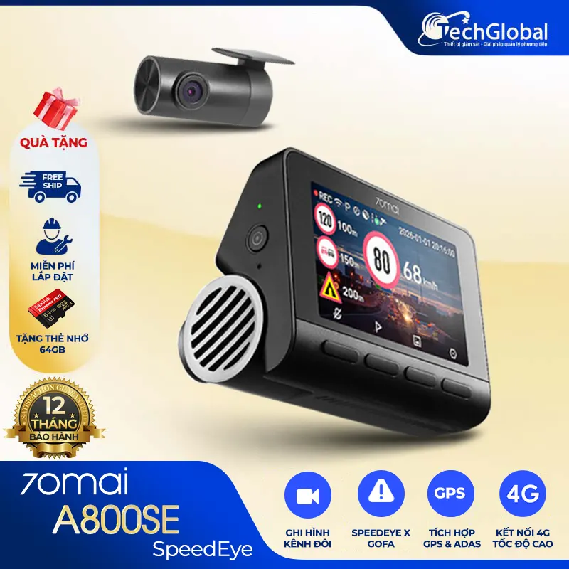 Camera hành trình 70mai A800SE SpeedEye 4K, cảnh báo tốc độ