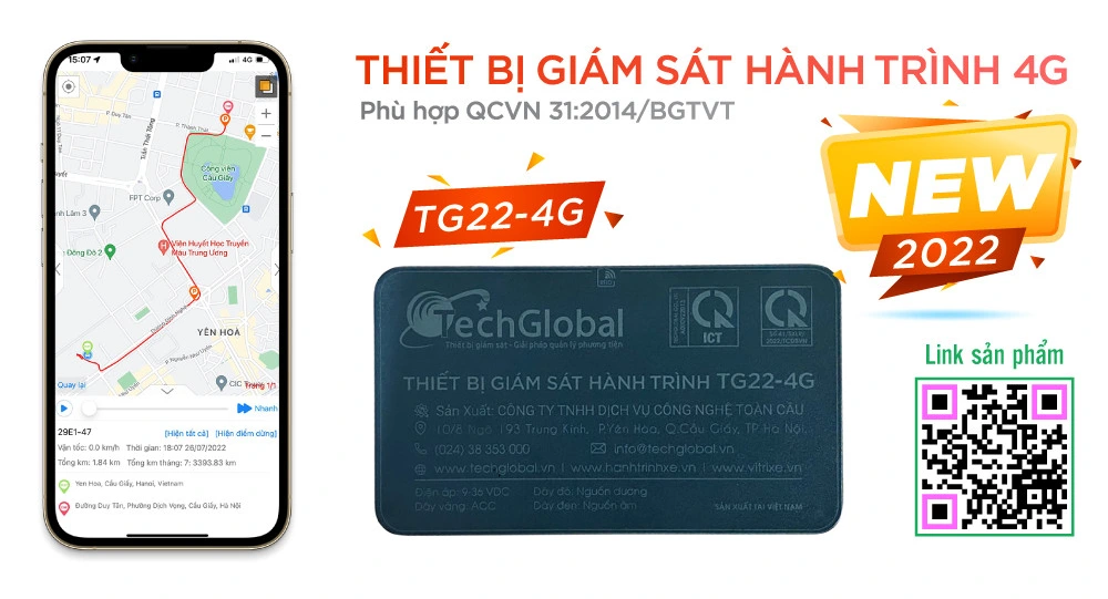 TG22 4G Thiết Bị Giám Sát Hành Trình Hợp Chuẩn Bộ GTVT