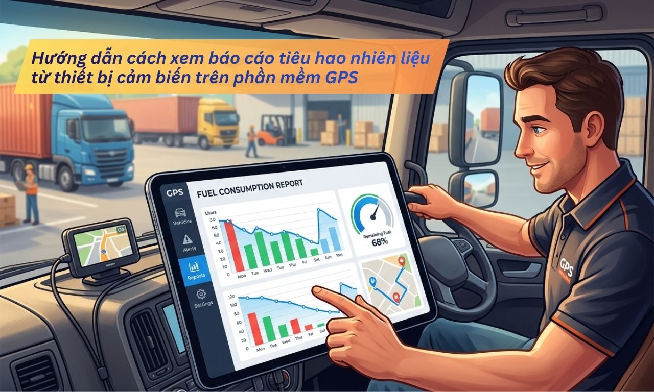 Hướng dẫn cách xem báo cáo tiêu hao nhiên liệu từ thiết bị cảm biến trên phần mềm GPS hiệu quả nhất