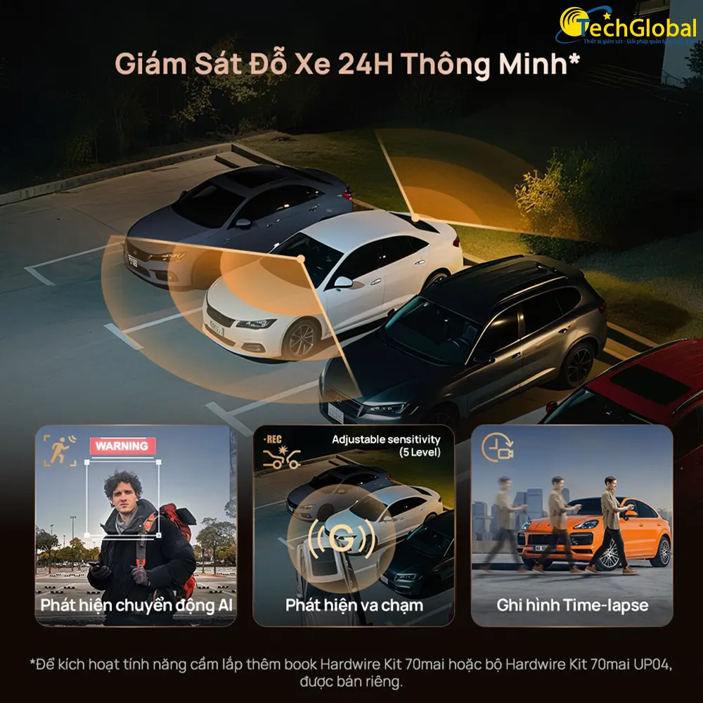 70mai A810S giám sát đỗ xe bằng AI thông minh, bảo vệ xe toàn diện