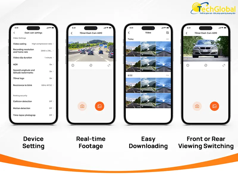 Camera 70mai M310 Plus 3K tích hợp Wifi giám sát qua điện thoại