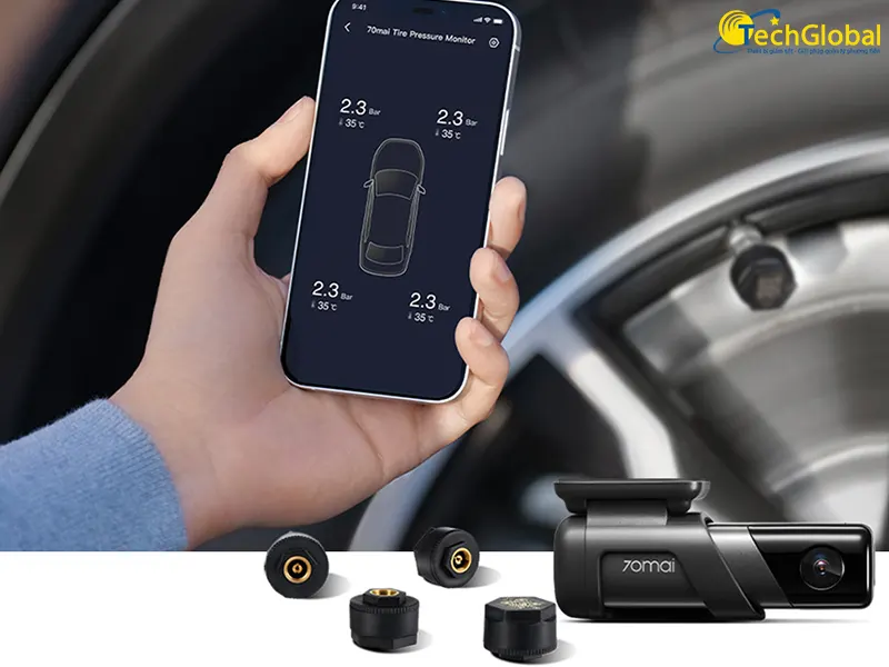 70mai M500 hỗ trợ giám sát áp suất lốp qua cảm biến bên ngoài