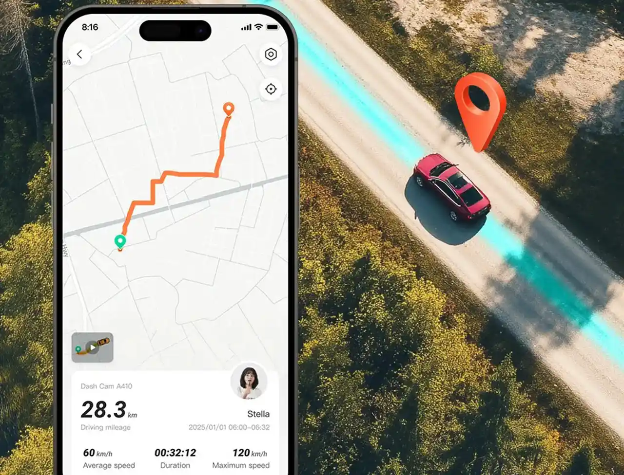 A800SE Với GPS tích hợp: bốn hệ vệ tinh, lưu tốc độ – vị trí – lộ trình