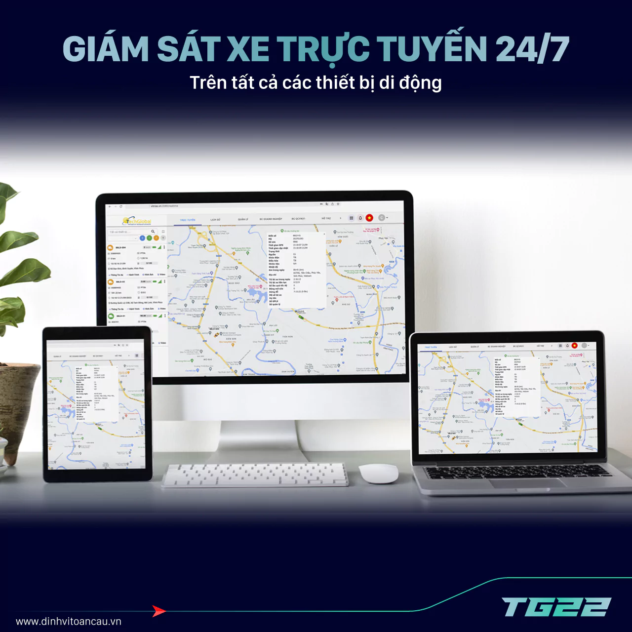 Với TG22-4G, bạn có thể giám sát hành trình phương tiện mọi lúc, mọi nơi