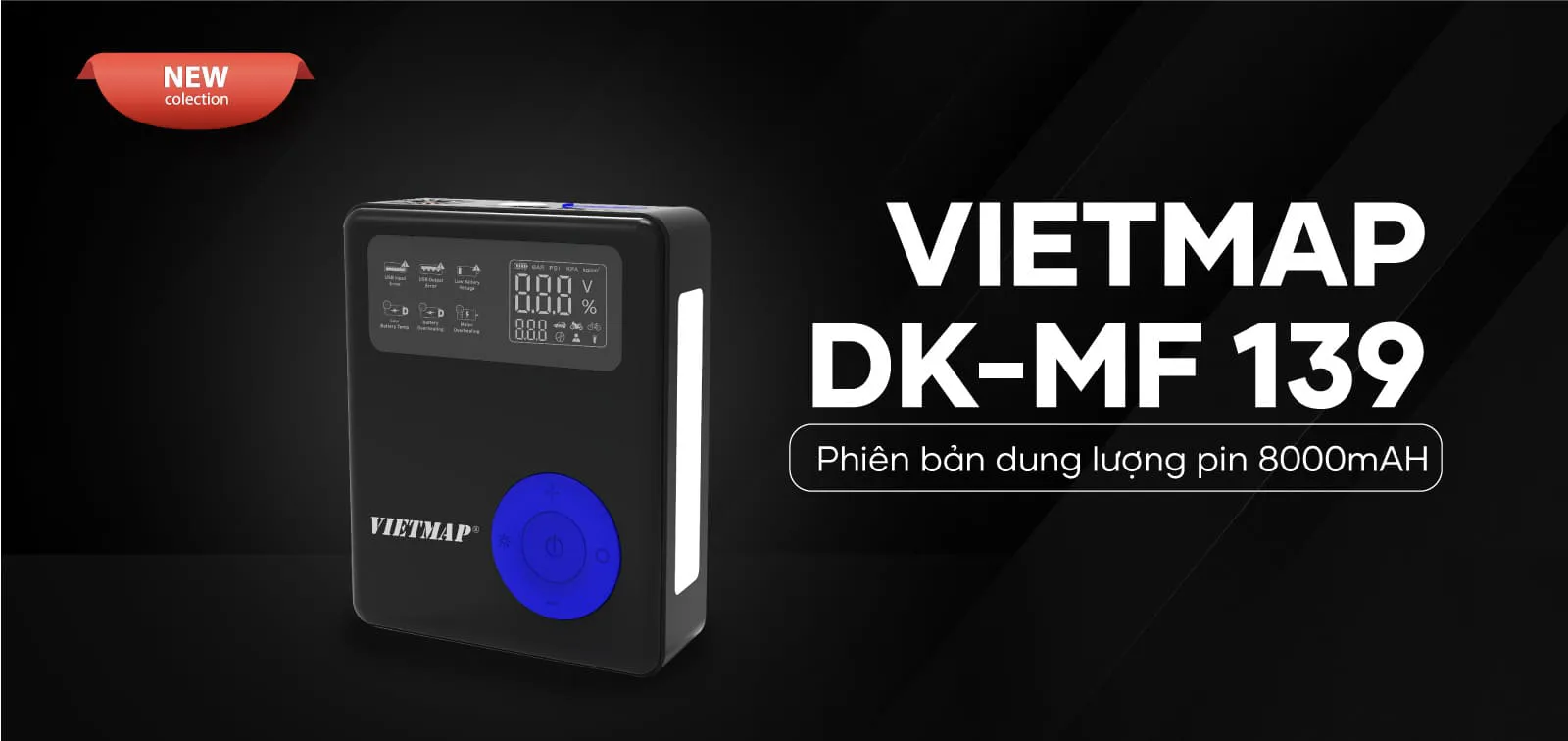 BƠM LỐP KÍCH BÌNH VIETMAP DK-MF139 Với hai phiên bản pin 8000mAh và 13000mAh