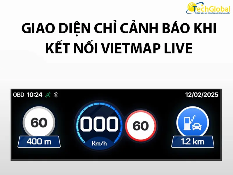 Giao diện cảnh báo trên HUD H50 Vietmap