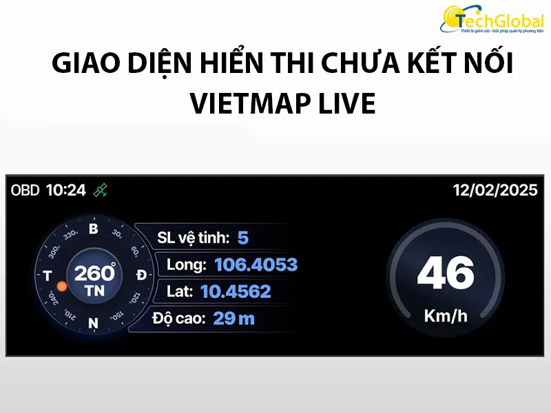 Giao diện tốc độ khi chưa kết nối với app Vietmap Live trên HUD H50