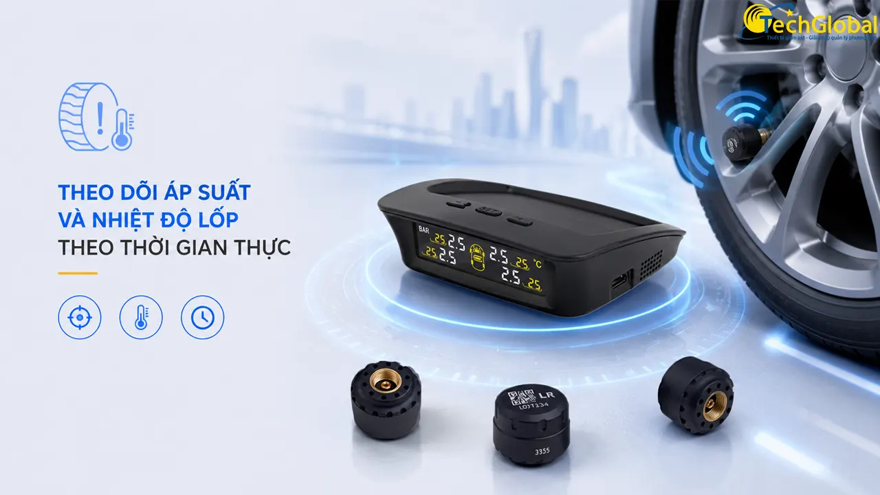 Cảm biến áp suất lốp 70mai T05 giúp giám sát áp suất và nhiệt độ lốp realtime