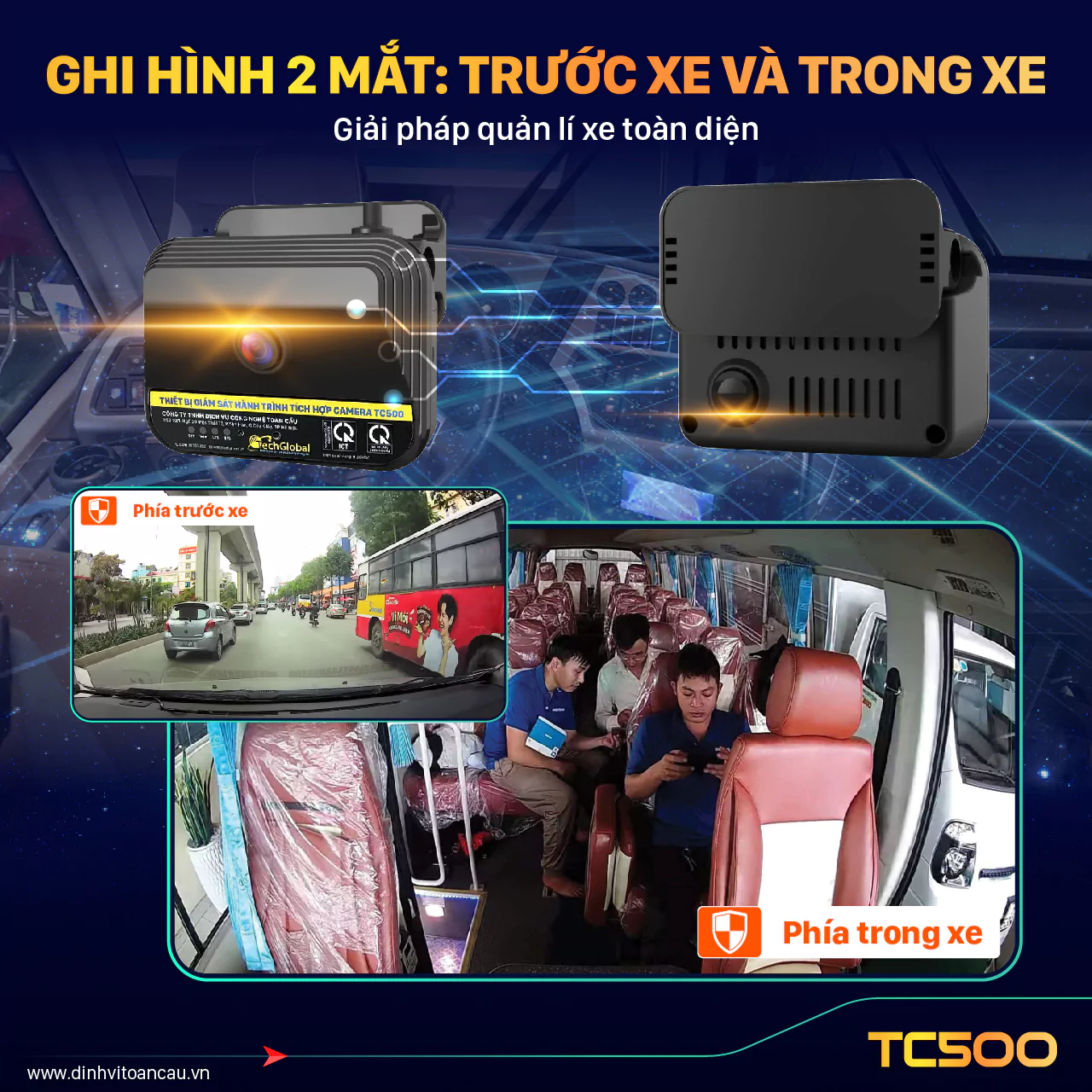 TC500 có thiết kế dạng Dashcam với kích thước nhỏ gọn, tiện lợi