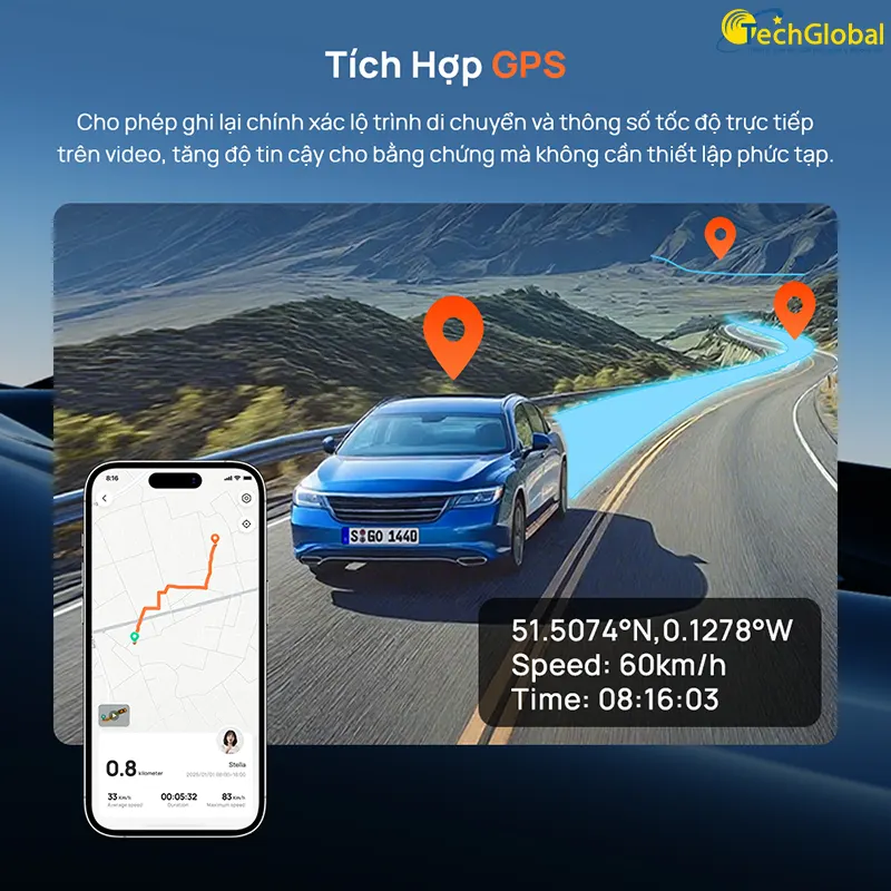 Chip GPS tích hợp bên trong thân camera 70mai T400