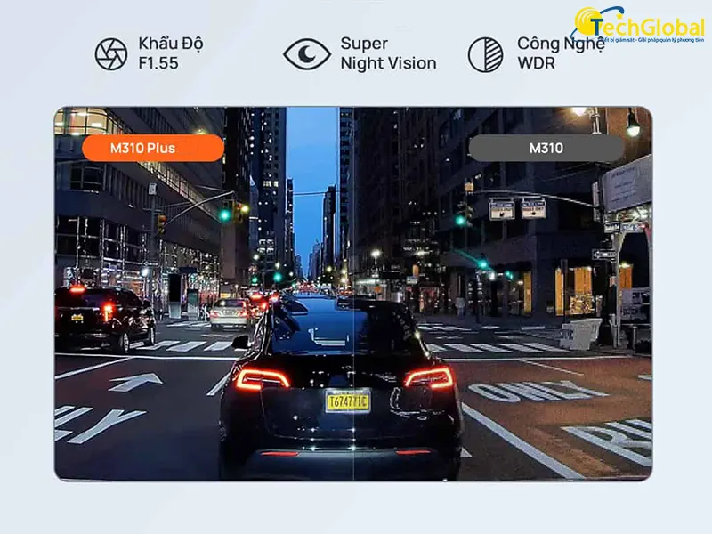 70mai M310 Plus 3K trang bị ống kính hộ khẩu lớn, ghi hình đêm nét