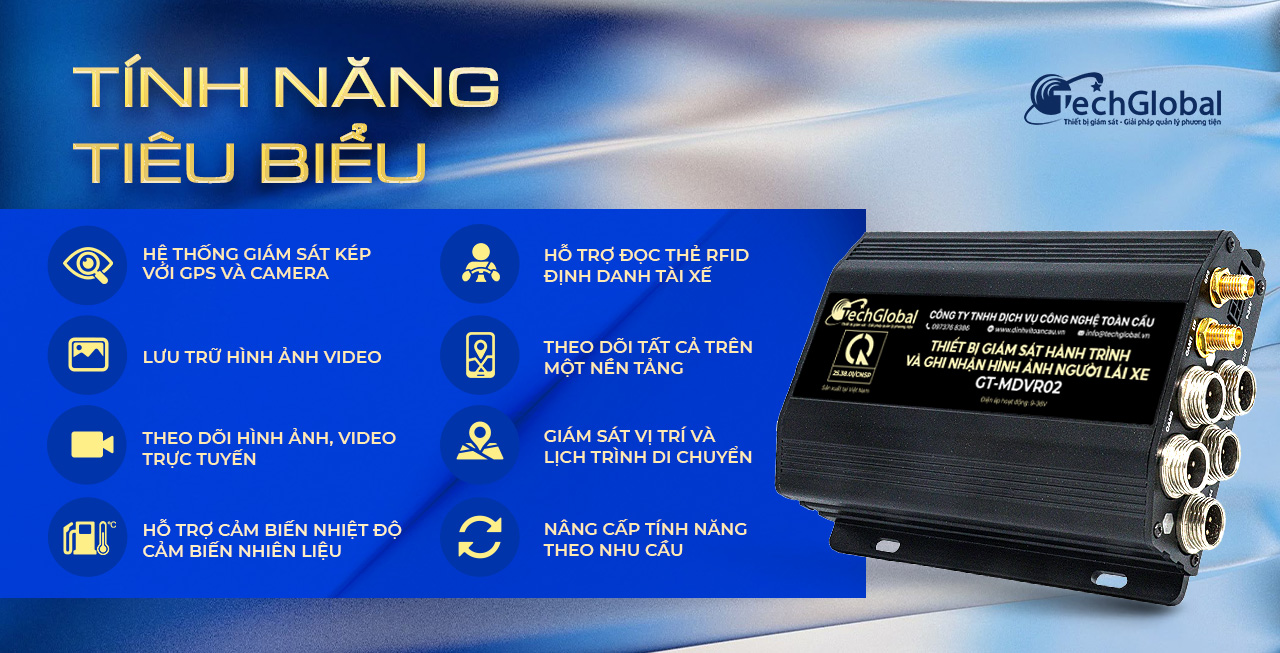 Tính năng thiết bị giám sát hành trình tích hợp đầu ghi camera MDVR02