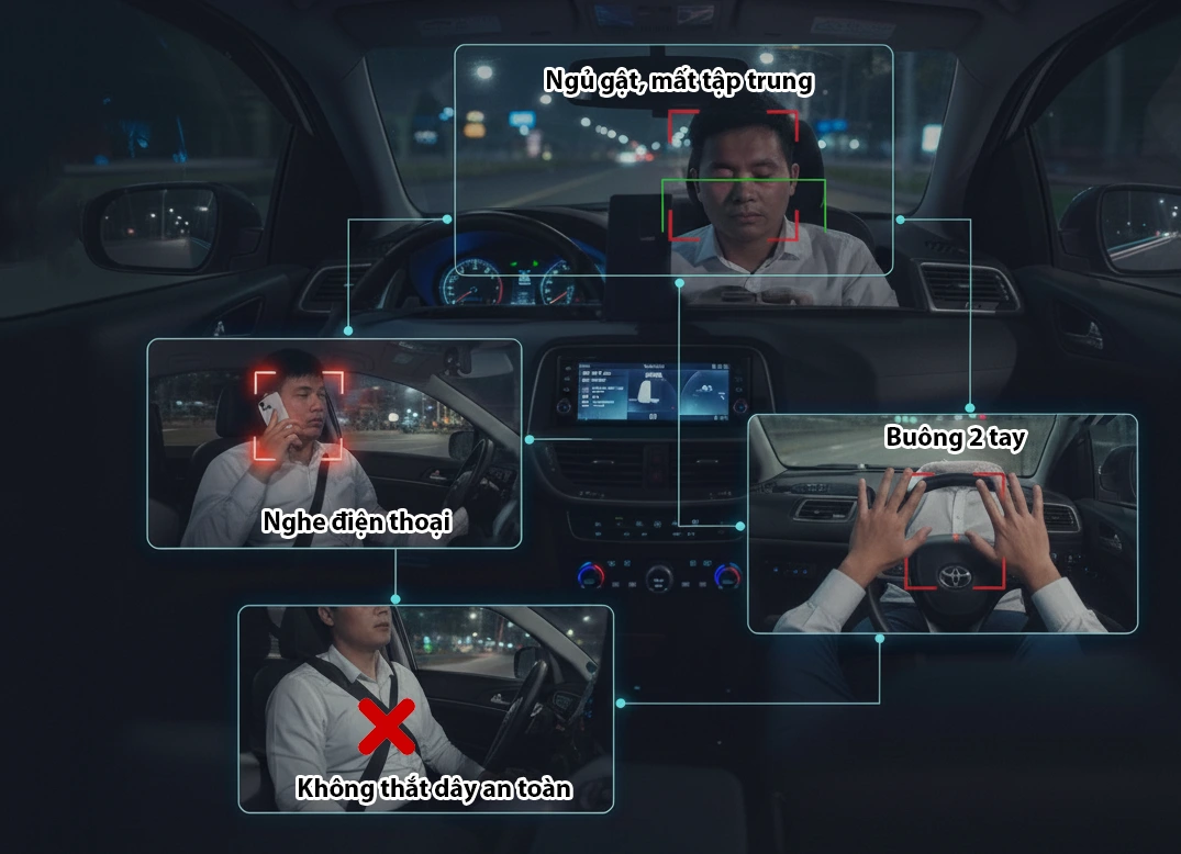 Camera hợp chuẩn AI có khả năng nhận diện hành vi lái xe nguy hiểm