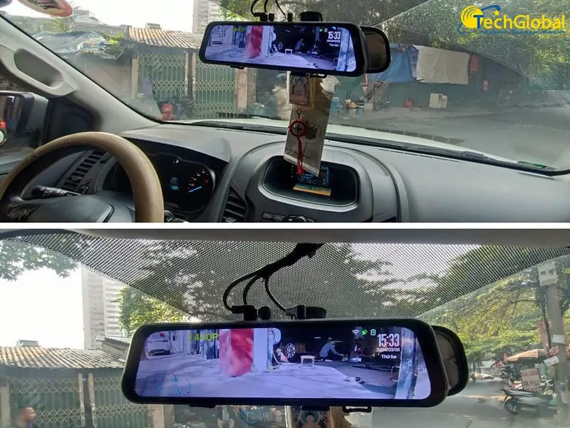 Camera hành trình gương giá rẻ FIRSTSCENE V25 (bản mới)