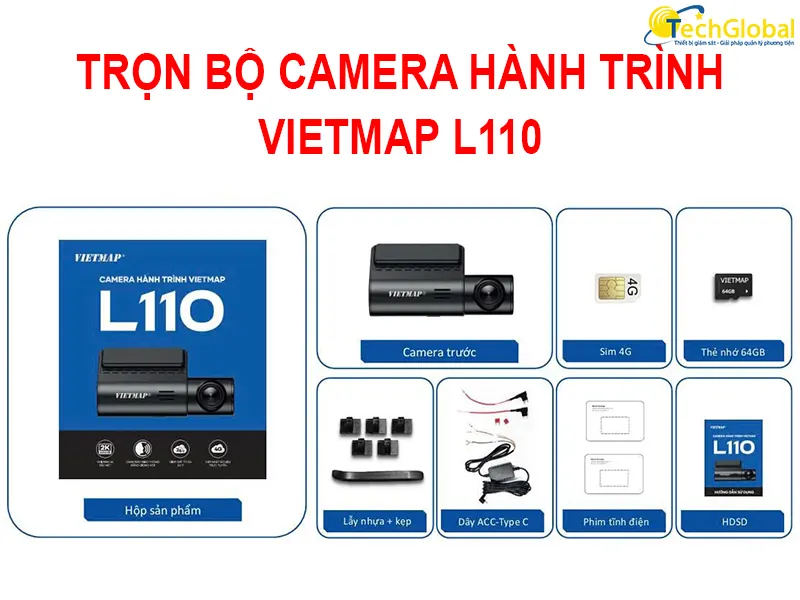 Trọn bộ camera hành trình xe hơi Vietmap L110