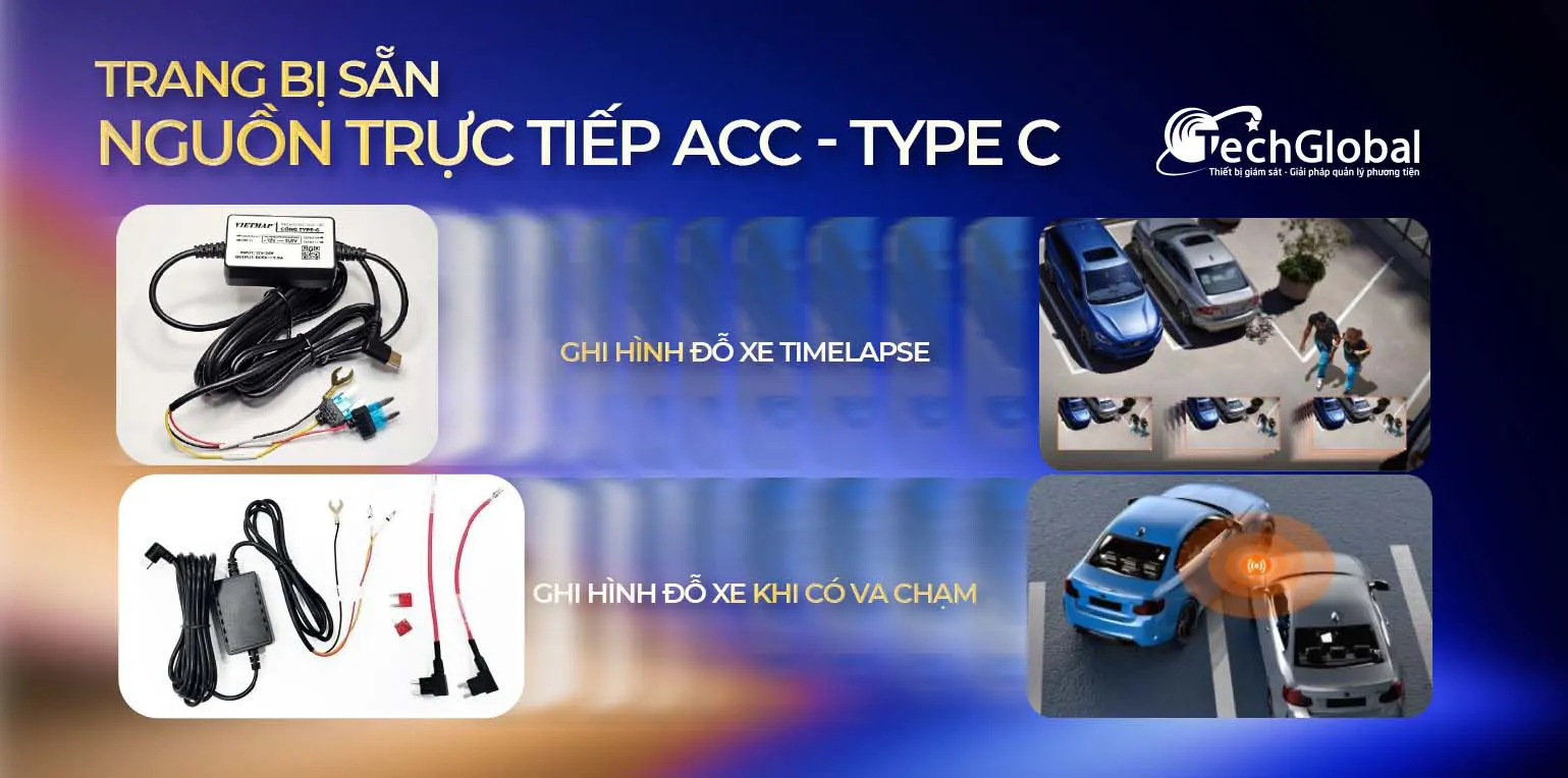 Vietmap L110 có sẵn nguồn ACC hỗ trợ ghi hình khi đỗ xe