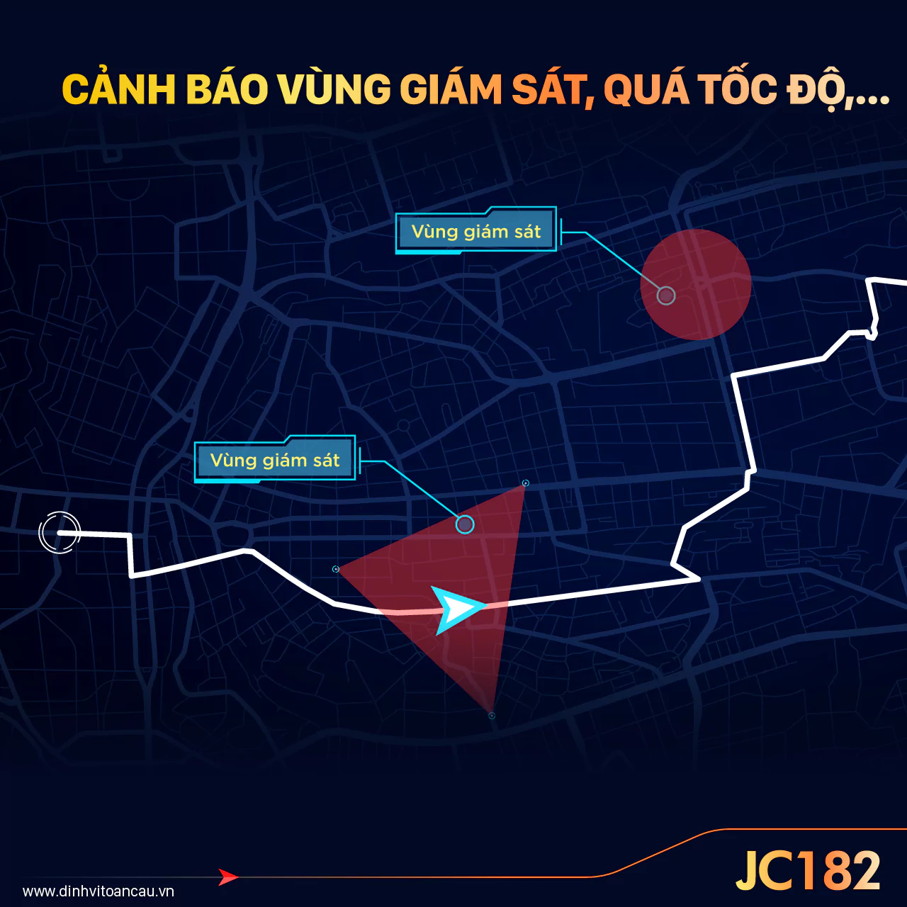 Cảnh báo vùng giám sát trên JC182