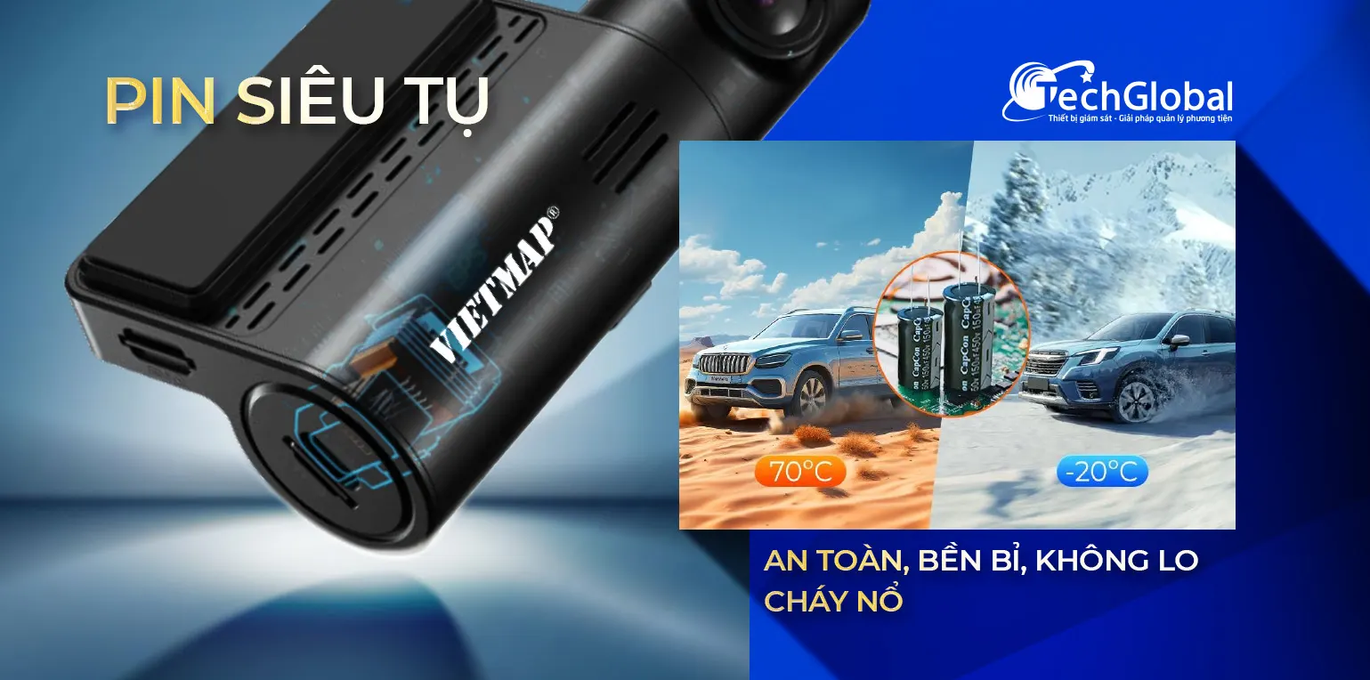 Camera hành trình cho xe ô tô Vietmap L110 dùng pin siêu tụ