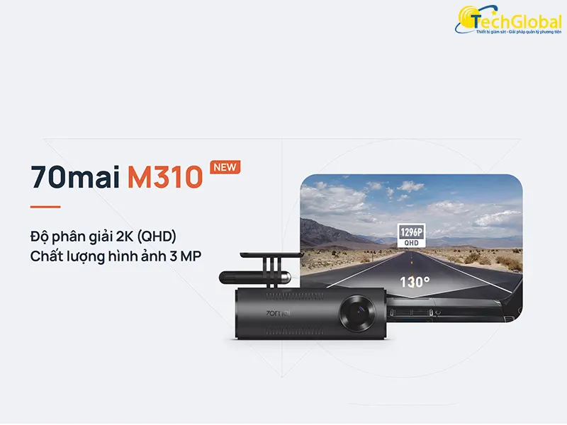 70mai M310 ghi hình 2K QHD sắc nét hơn