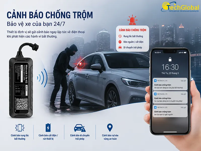 Tính năng cảnh báo chống trộm trên định vị xe ô tô