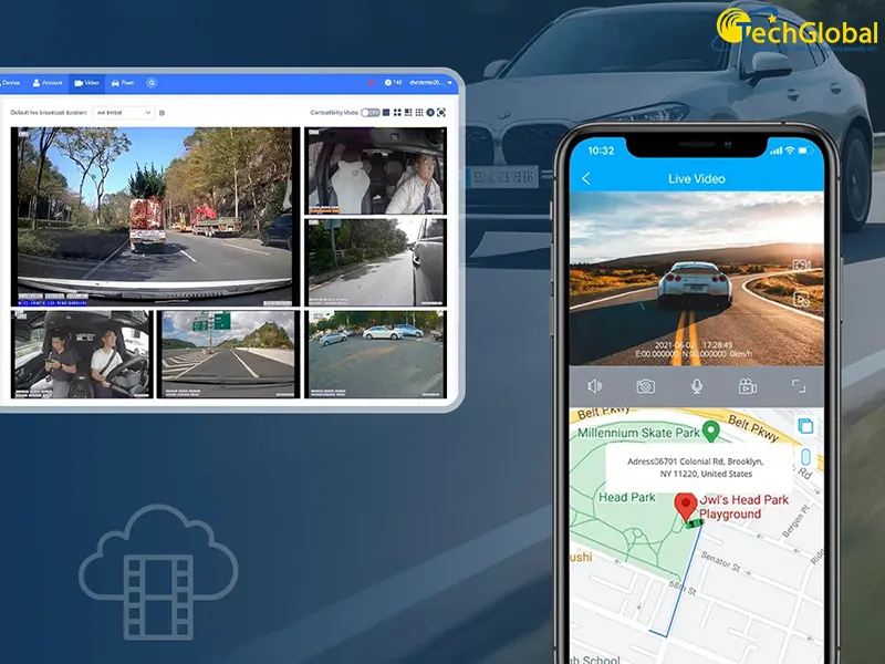 DashCam4G JC182 hỗ trợ xem trực tuyến từ xa