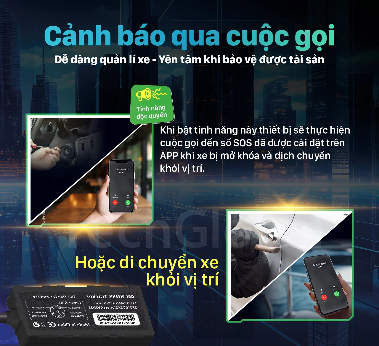 Cảnh báo trống trộm trên thiết bị định vị cho xe máy